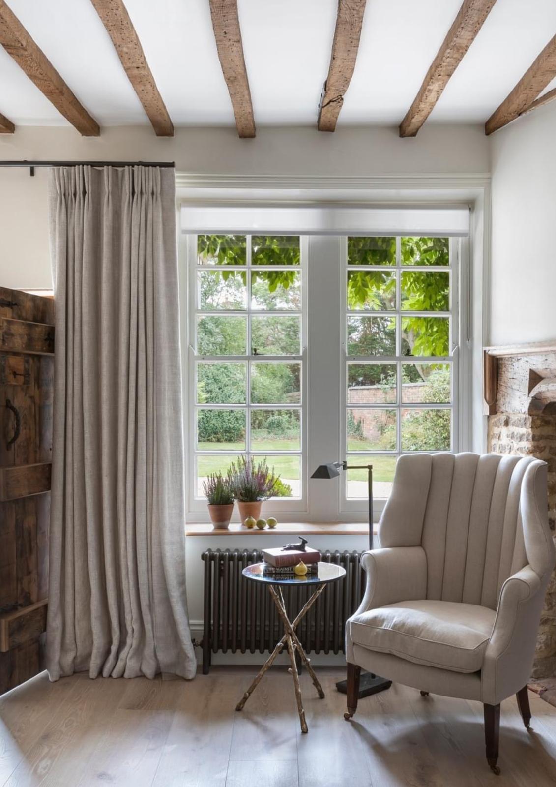 Oak floor in a softly furnished period sitting room